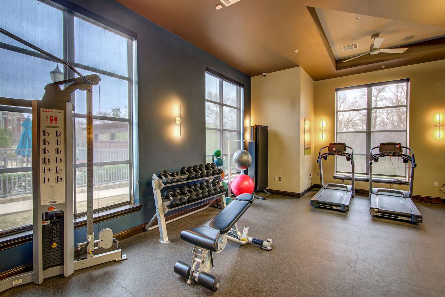 Fitness center at Keller Springs Crossing in Carrollton, Texas