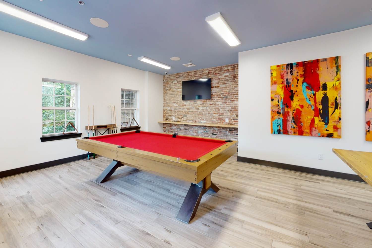 Billiards table in recreation room at The Quarters at Oxford in Oxford, Mississippi