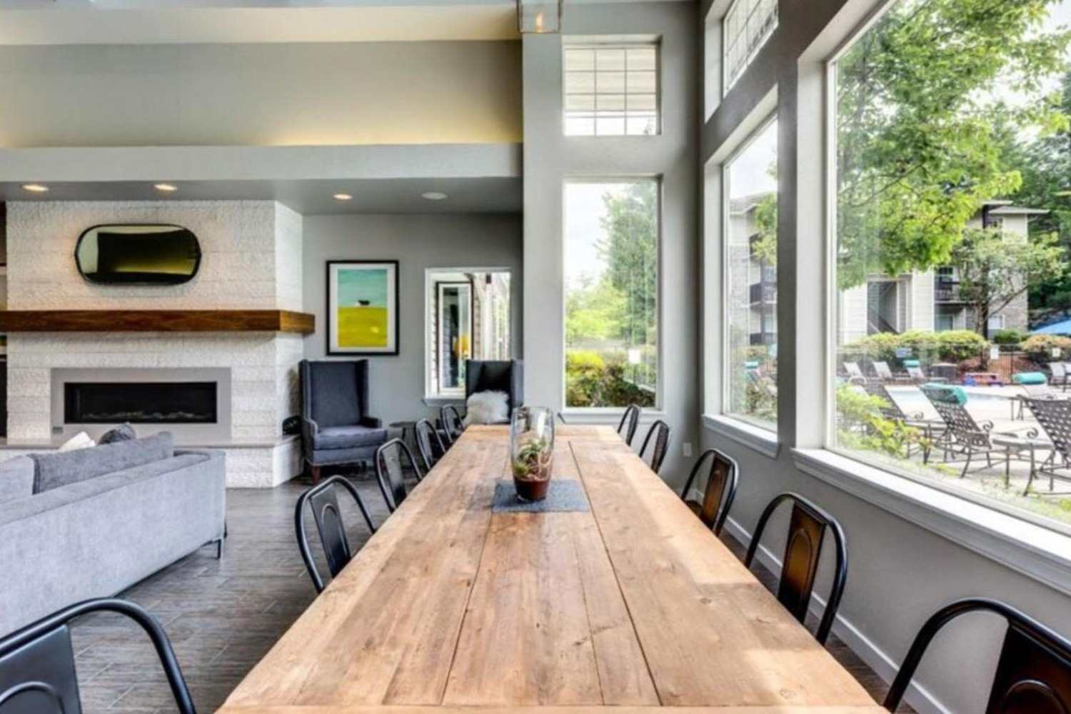 Clubhouse seating at Stonemeadow Farms in Bothell, Washington