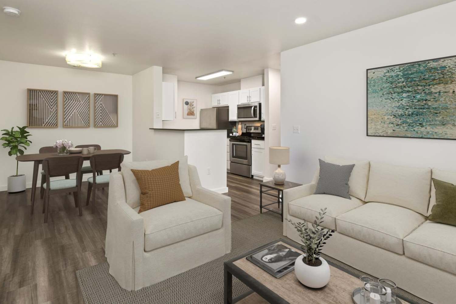 Spacious living room at Stonemeadow Farms in Bothell, Washington