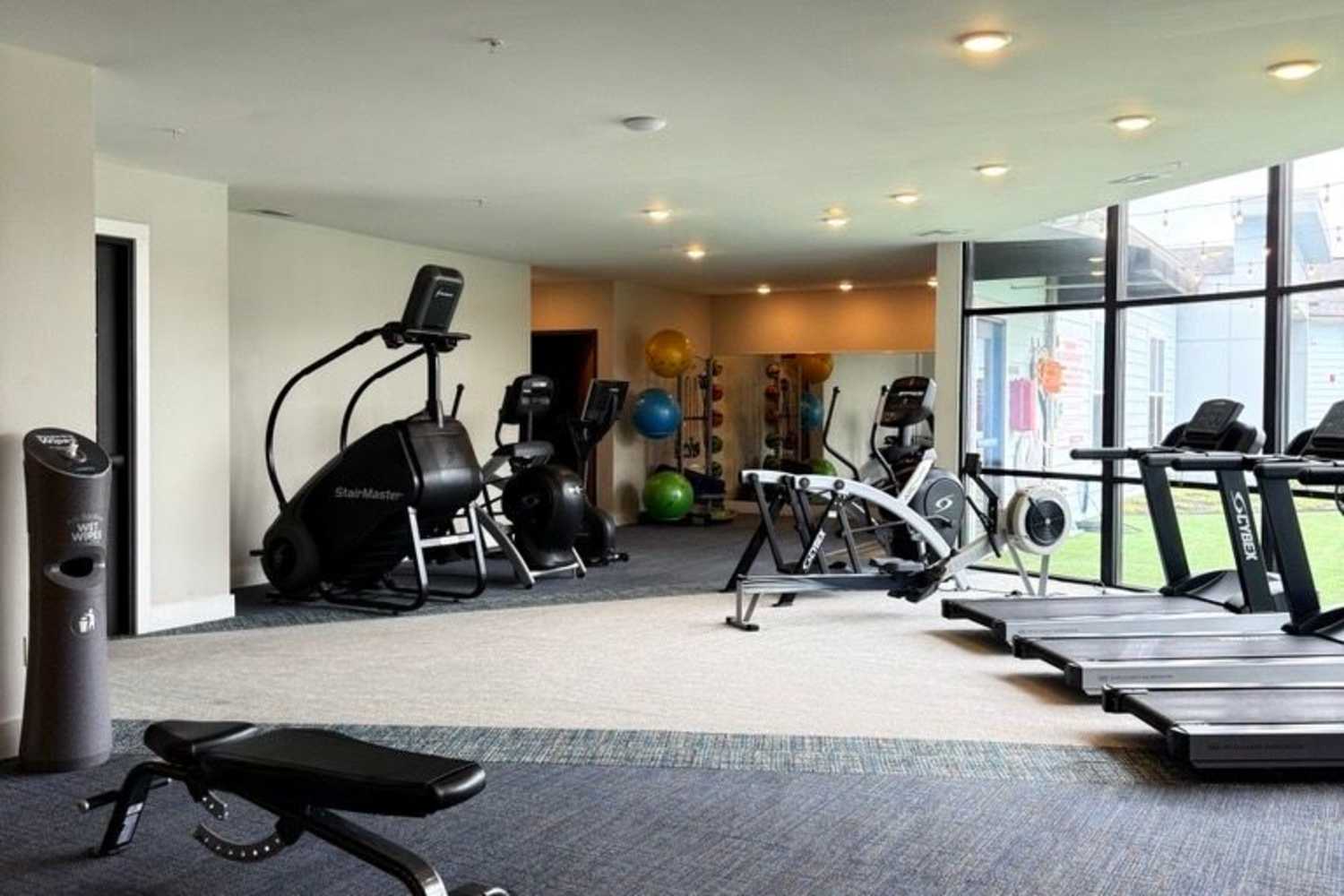 Treadmills in fitness center at The Quarters Bloomington in Bloomington, Indiana