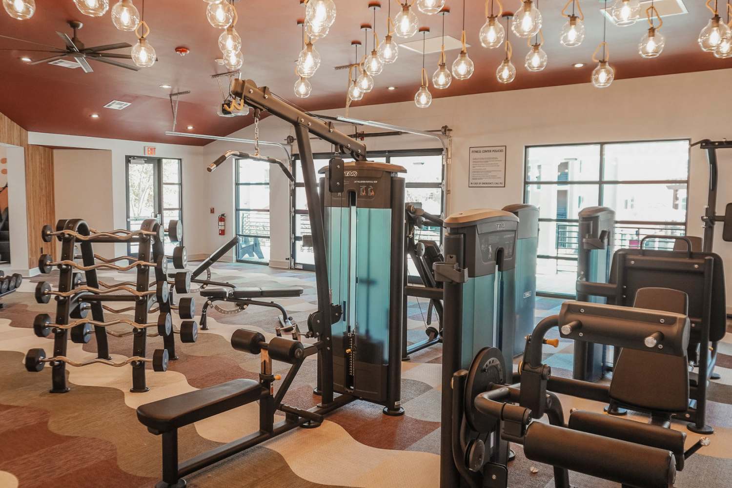 Fitness center at The Quarters Starkville in Starkville, Mississippi