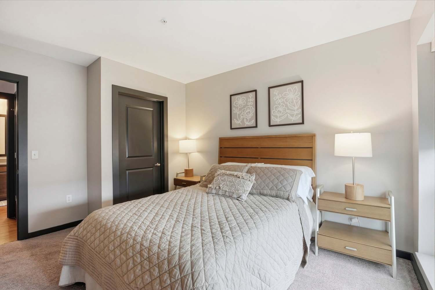 Bedroom at Bridge Park in Dublin, Ohio
