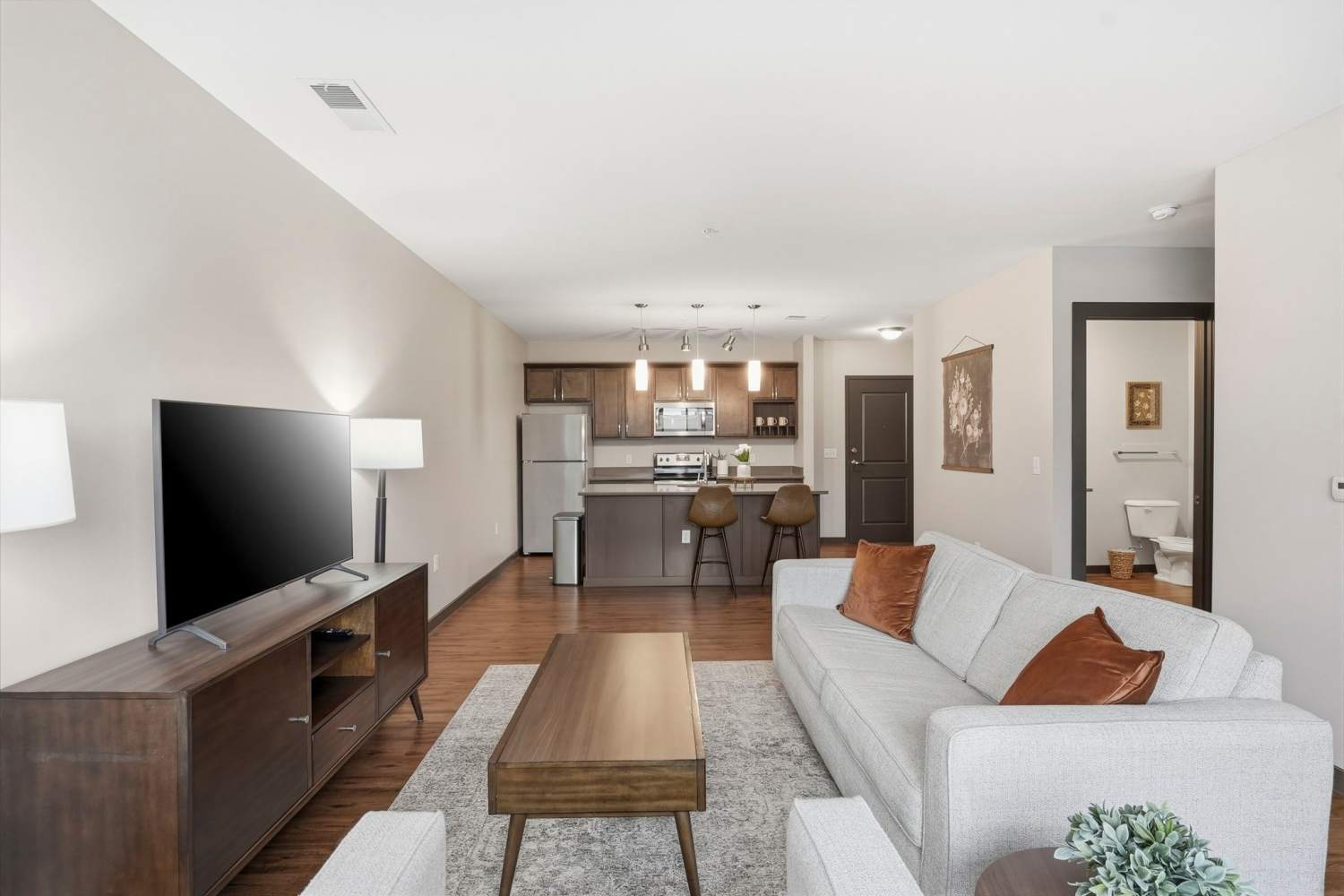 Living room at Bridge Park in Dublin, Ohio