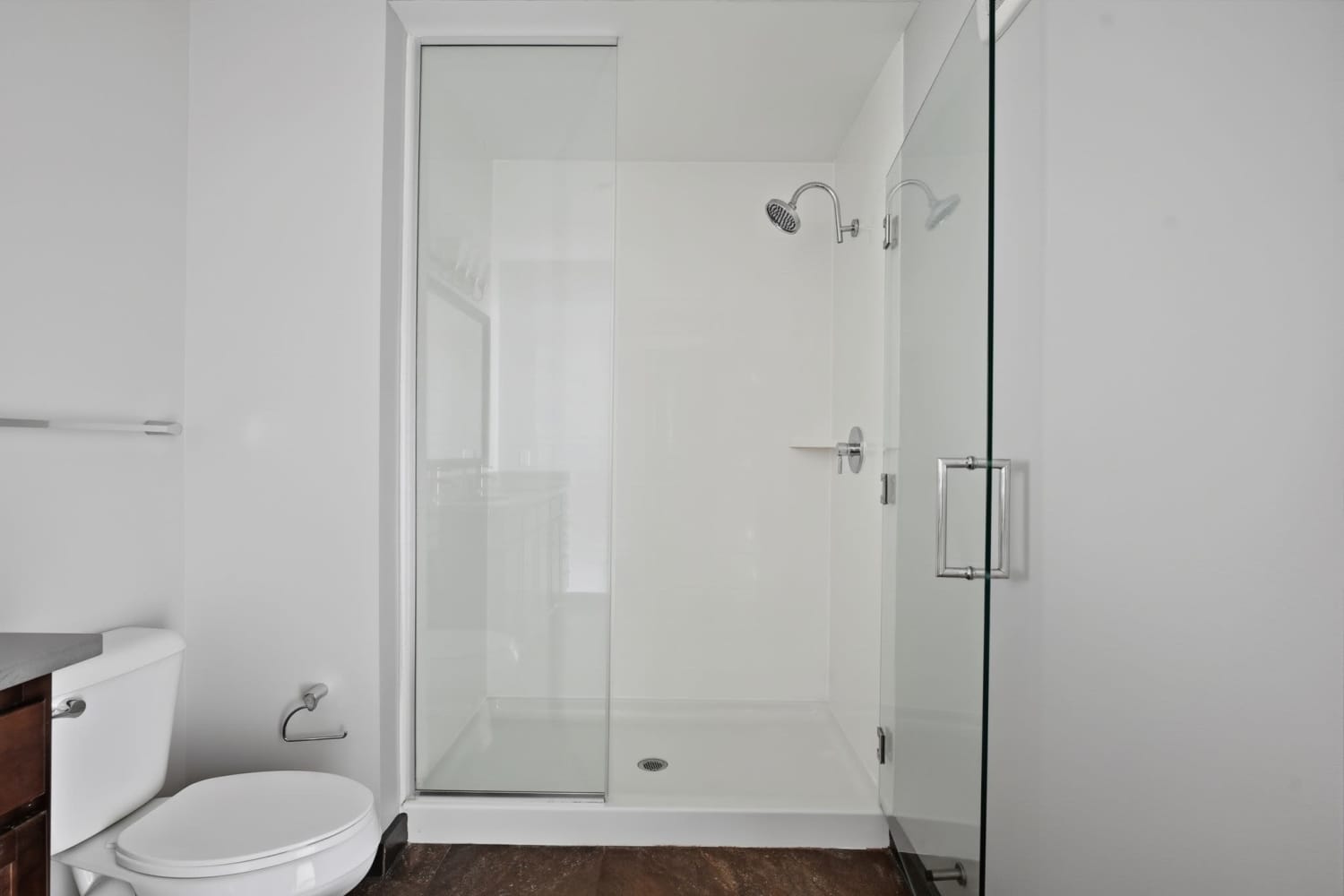 Bathroom with a walk-in shower at Bridge Park in Dublin, Ohio