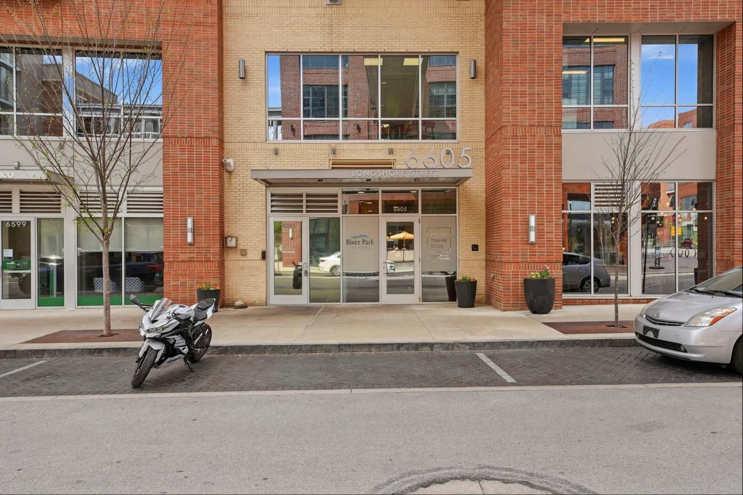 Street view of the entrance at Bridge Park in Dublin, Ohio
