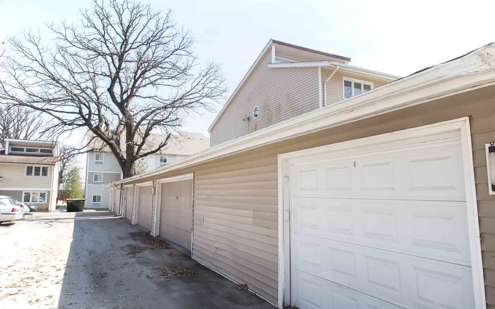 Resident garages at Westwood Village in Ames, Iowa