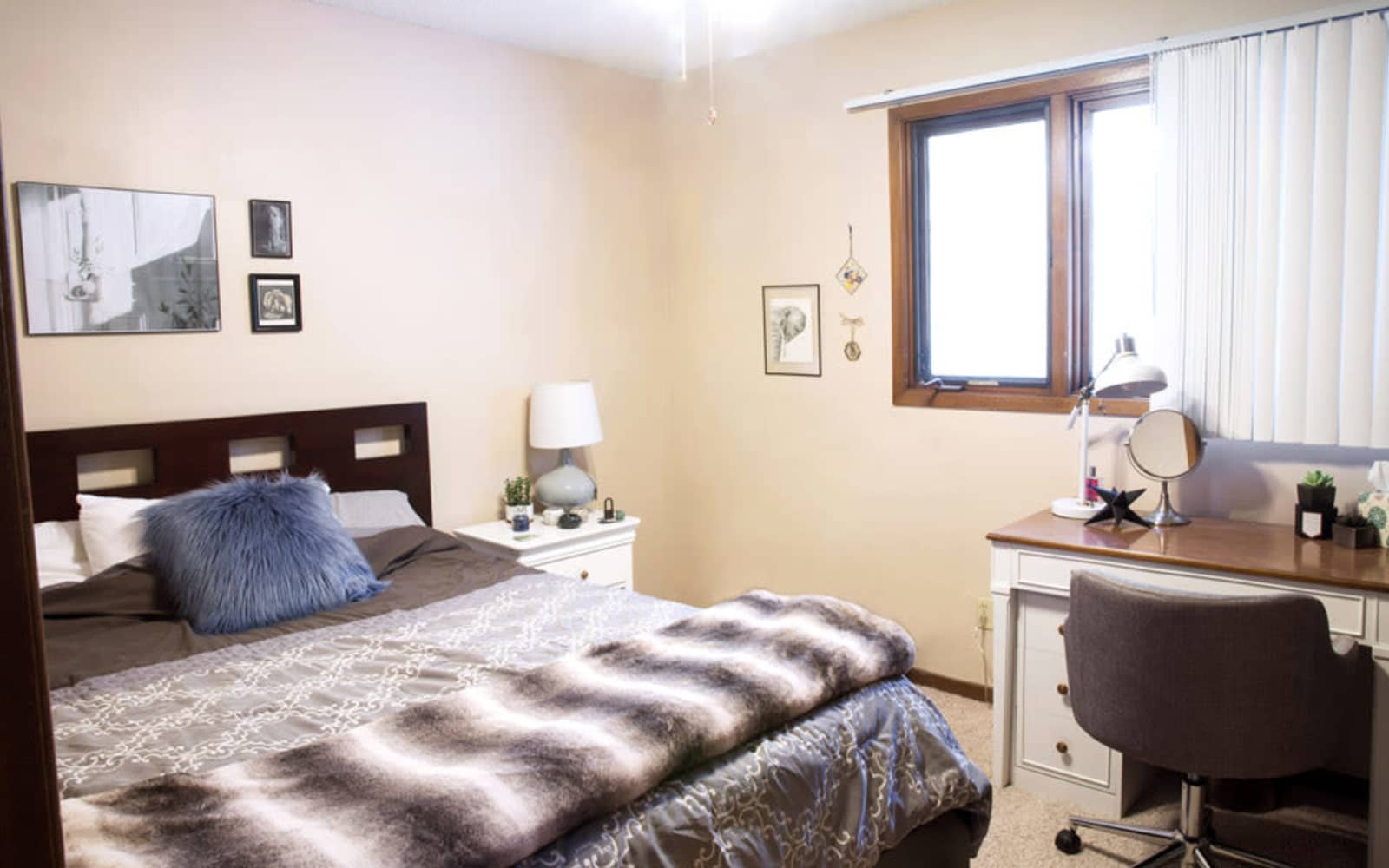 A cozy bedroom at Westwood Village in Ames, Iowa