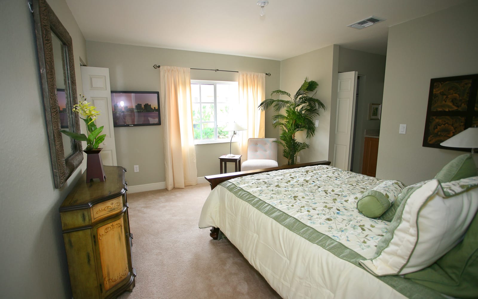 Model Bedroom at Green Cay Village in Boynton Beach, Florida