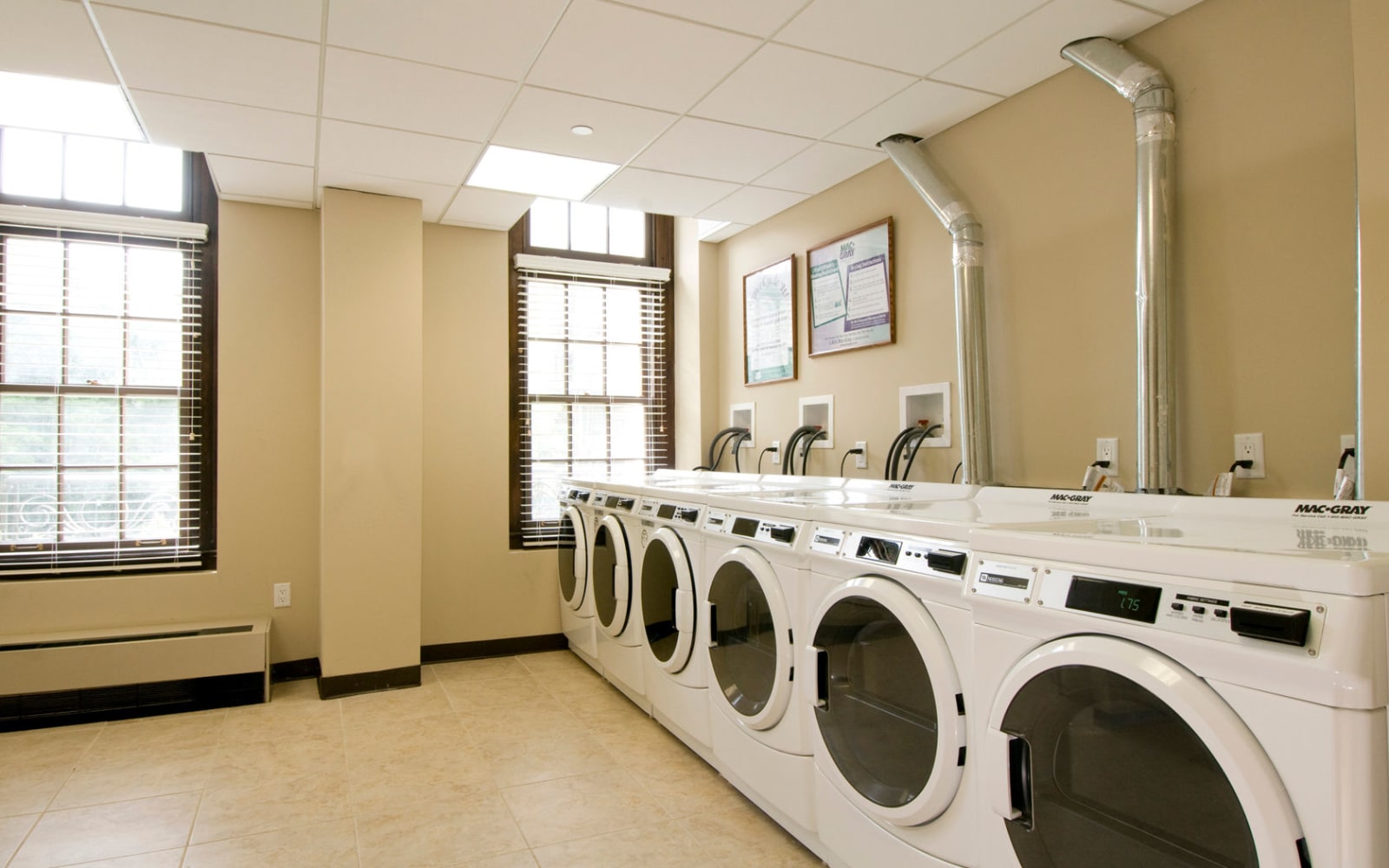 Community laundry room at Park Lane at Sea View in Staten Island, New York