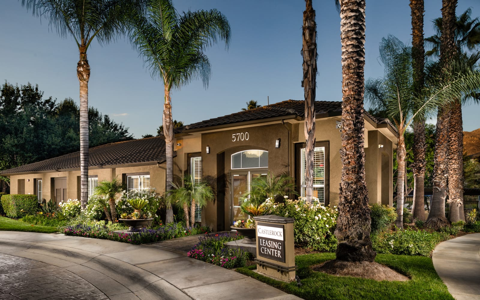 The leasing office at Castlerock at Sycamore Highlands in Riverside, California