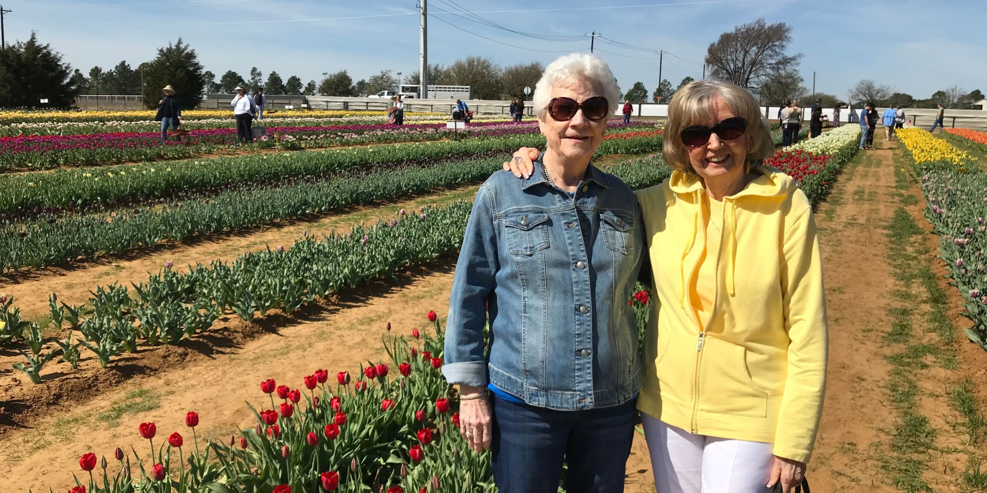 Residents from Southern Pines Gracious Retirement Living in Southern Pines, North Carolina in a tulip field