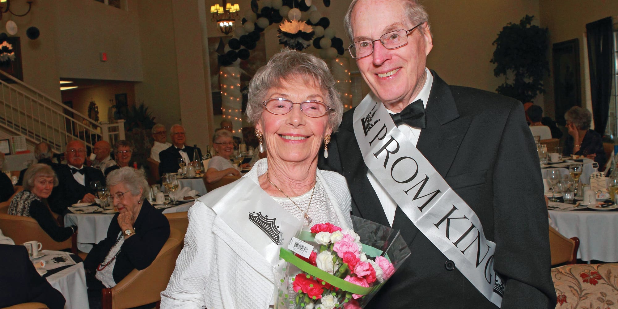 Prom king and queen at The Highlands Gracious Retirement Living in Westborough, Massachusetts