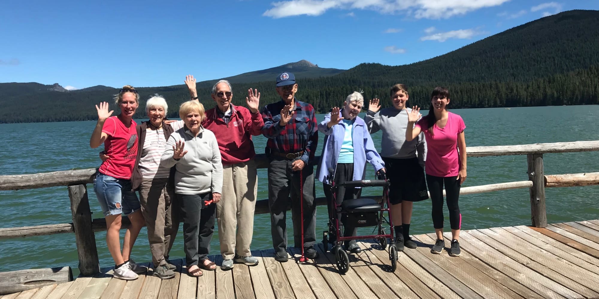 Residents from Stoneybrook Assisted Living in Corvallis, Oregon by the waterfront