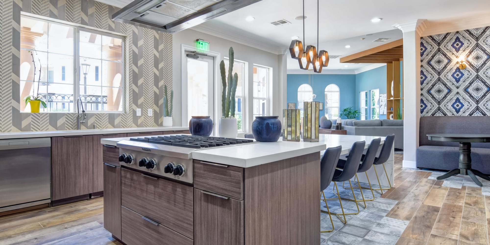 Demonstration kitchen for entertaining groups in the clubhouse at Sofi Shadowridge in Vista, California