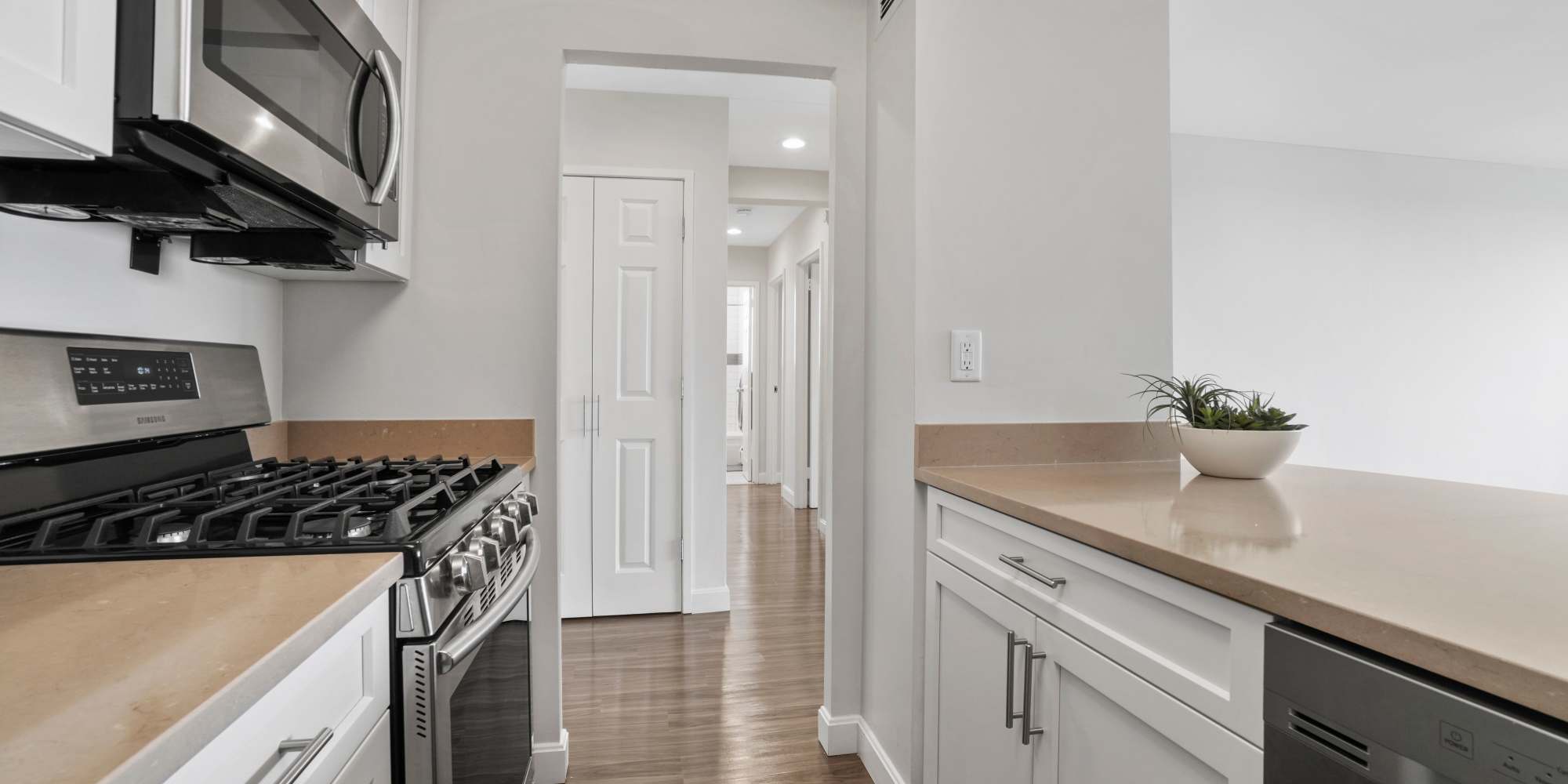 Model view from kitchen at Parkside Place in Cambridge, Massachusetts