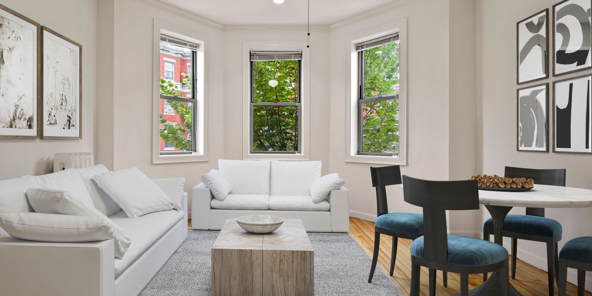 Large beautiful living space at Atrio Boston in Boston, Massachusetts