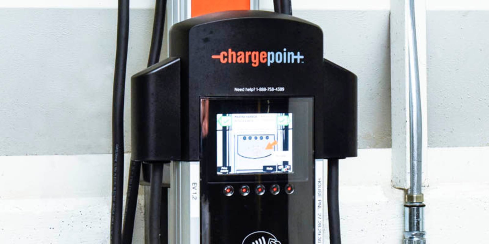 Electric vehicle charging stations at The Tides at Marina Harbor in Marina del Rey, California