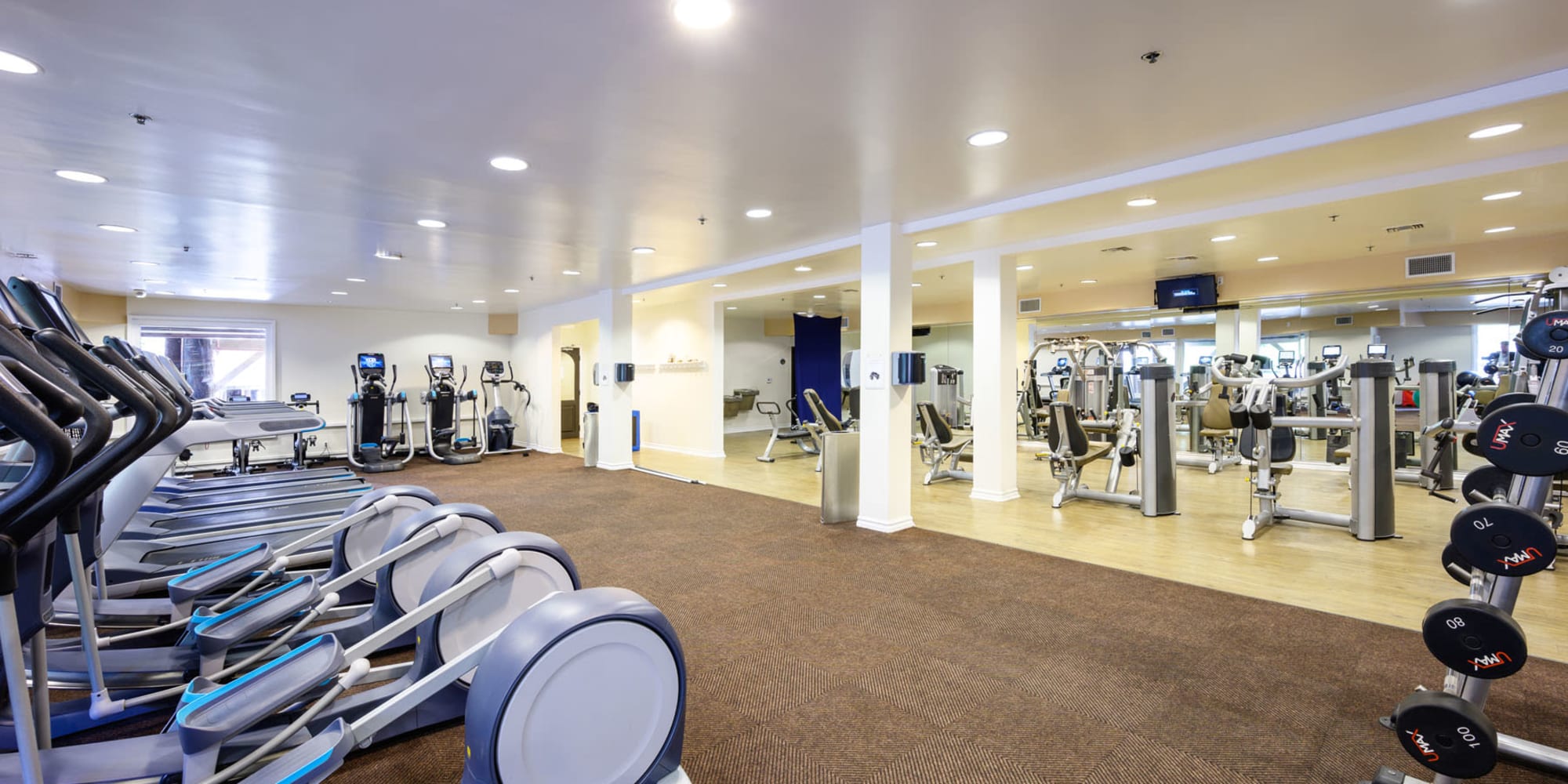 Large and very well-equipped fitness center at Mariners Village in Marina del Rey, California