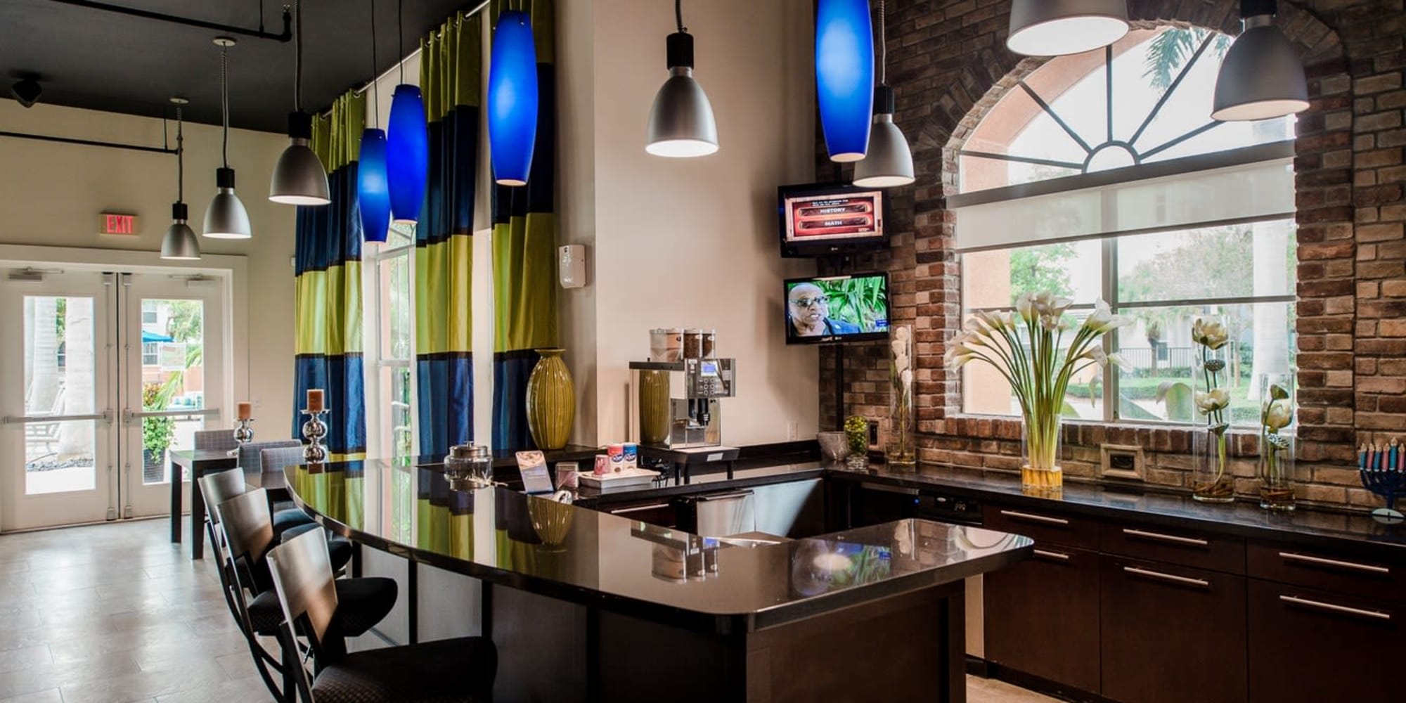 Clubhouse area where residents can relax and hang out in at The Pearl in Ft Lauderdale, Florida
