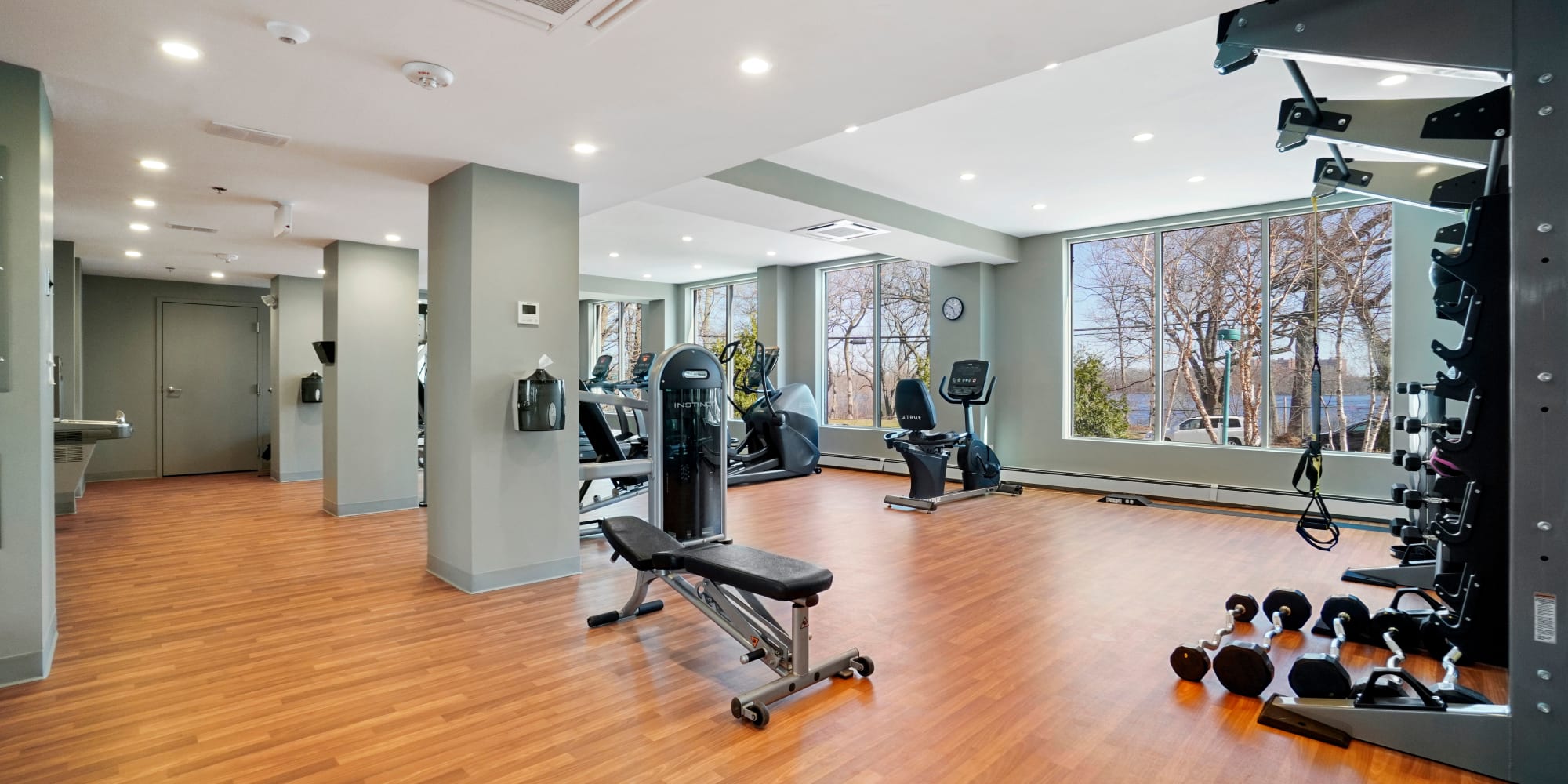 Large fitness center at Parkside Place in Cambridge, Massachusetts