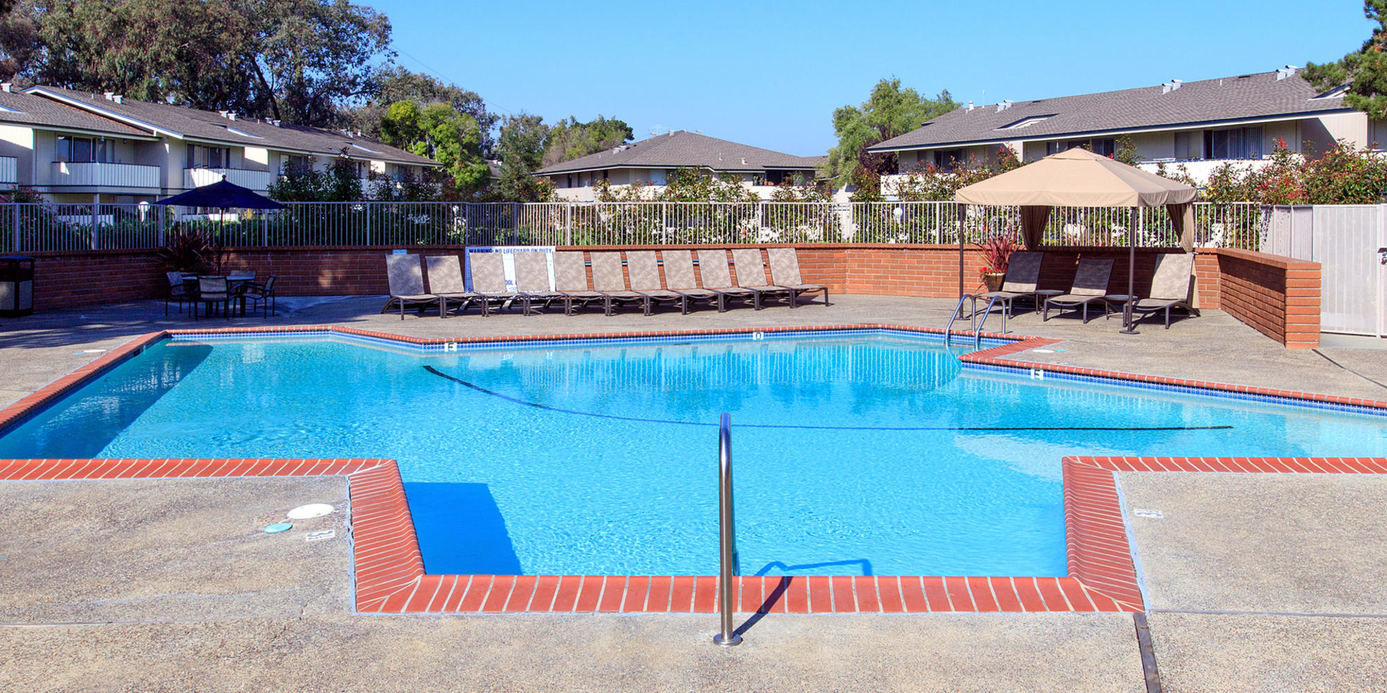 Pool area at Shadow Cove Apartments in Foster City, California