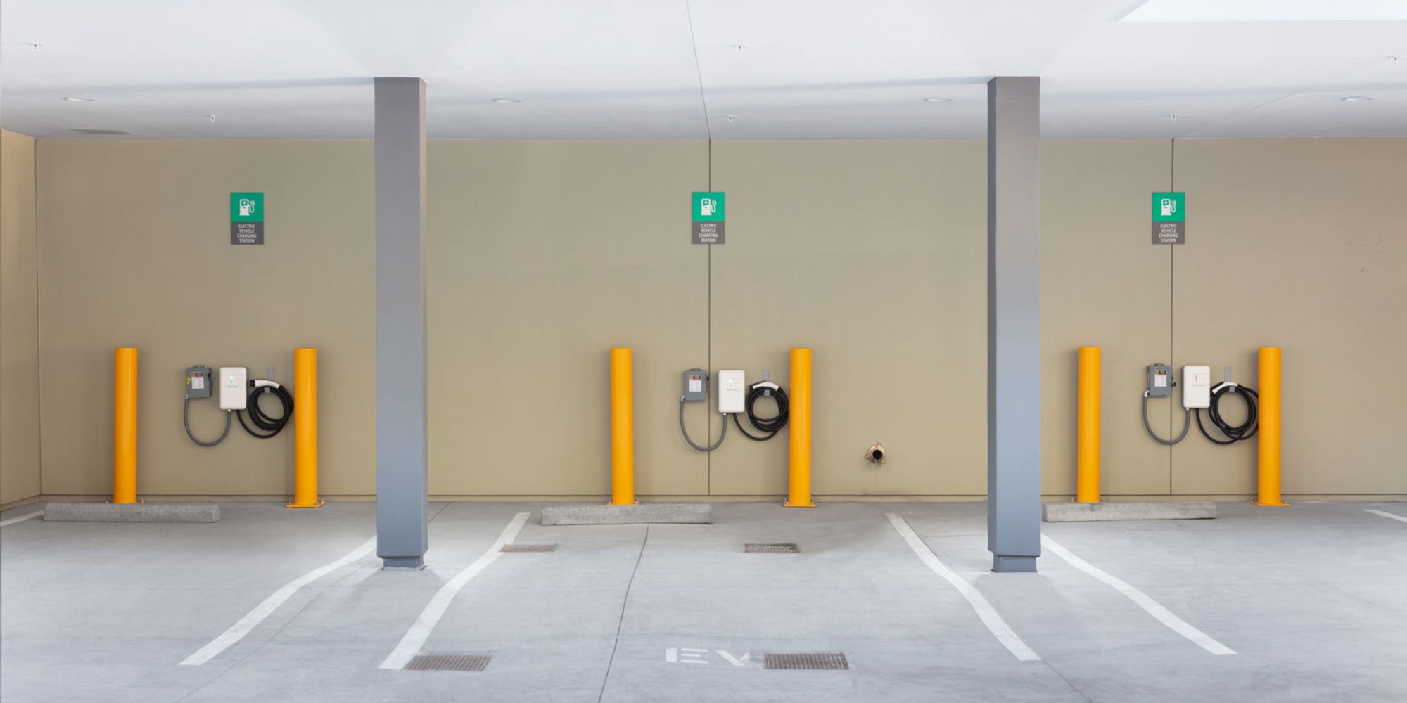 Electric car charging stations at The Palomino in Palo Alto, California