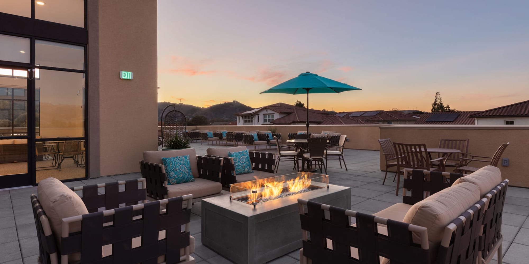 Outdoor common area at Sunsweet Apartments in Morgan Hill, California