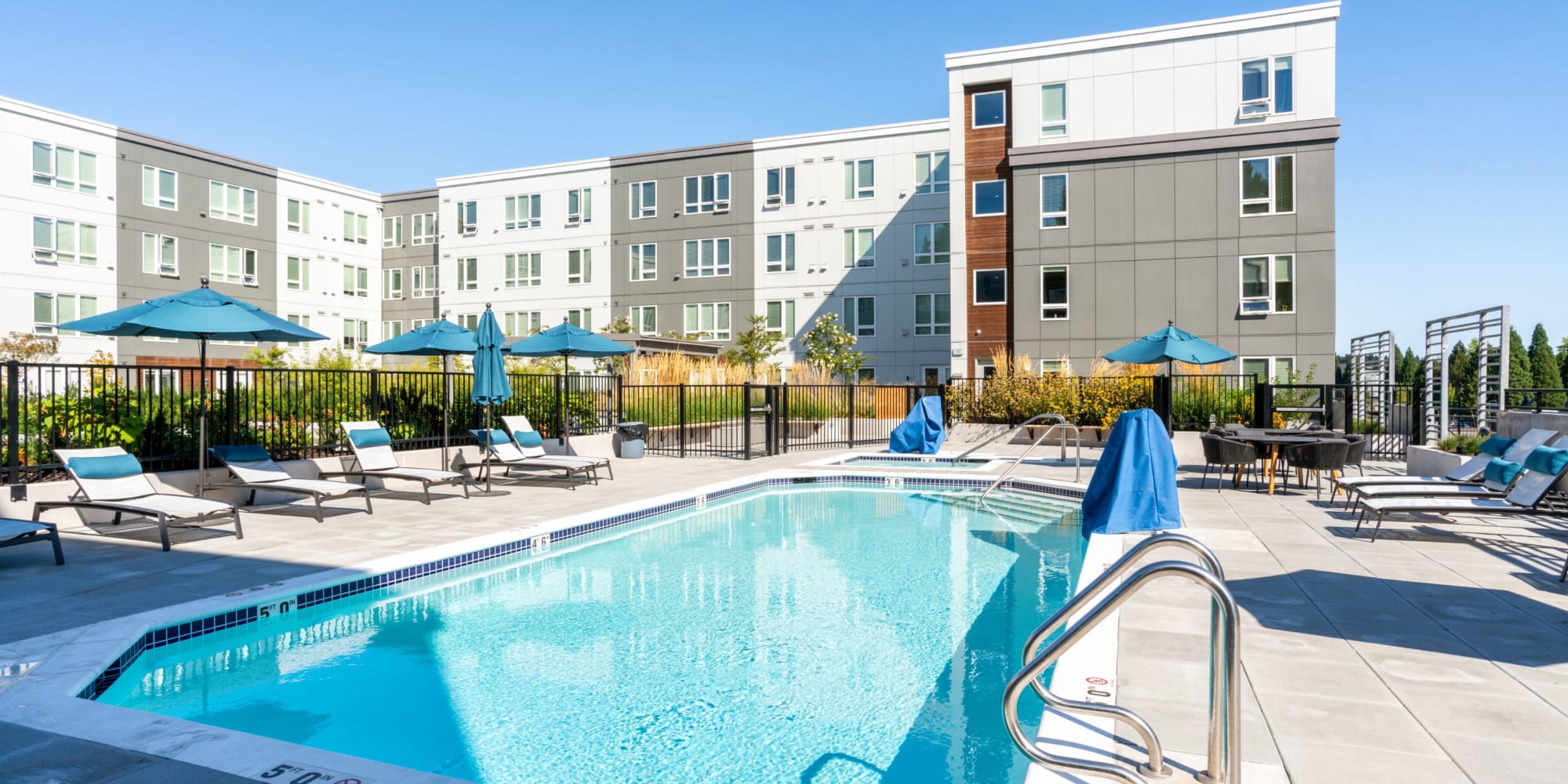 Outdoor pool at The Quarry apartments in Hillsboro, Oregon