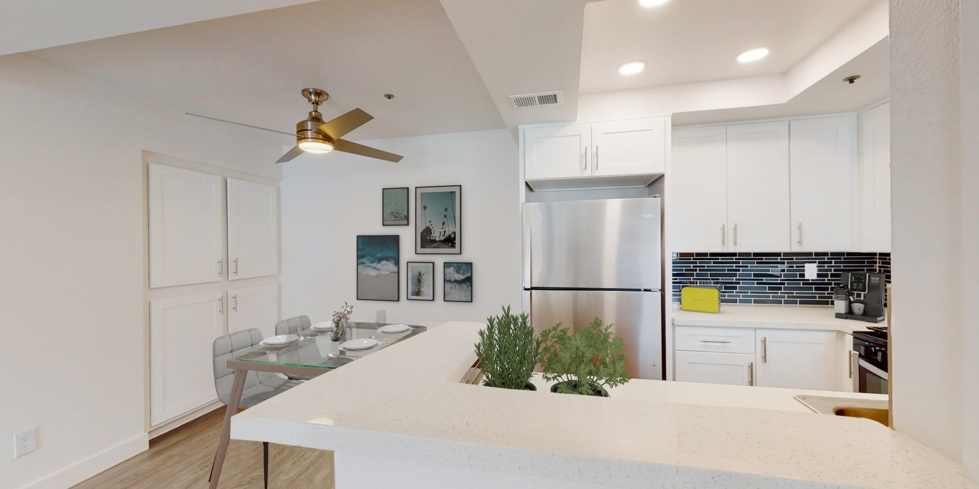 Large kitchen with lots of storage in one-bedroom apartment at Sendero in Huntington Beach