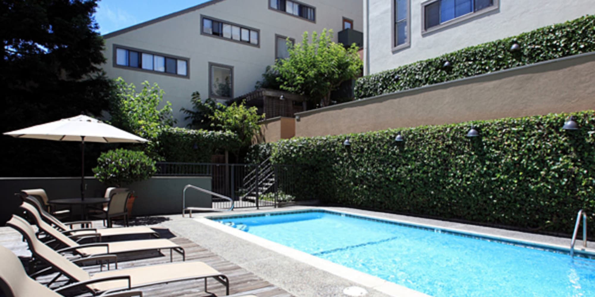 swimming pool at Woodmont Apartments in Belmont, California