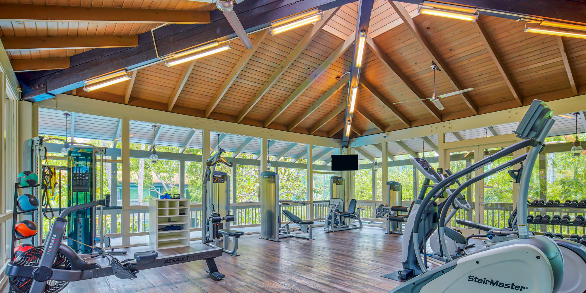 Onsite fitness center with ample equipment at Rancho Los Feliz in Los Angeles, California