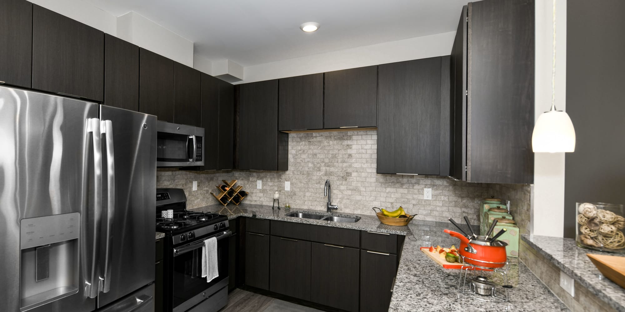 Modern kitchen at Encore Townhomes in Utica, Michigan