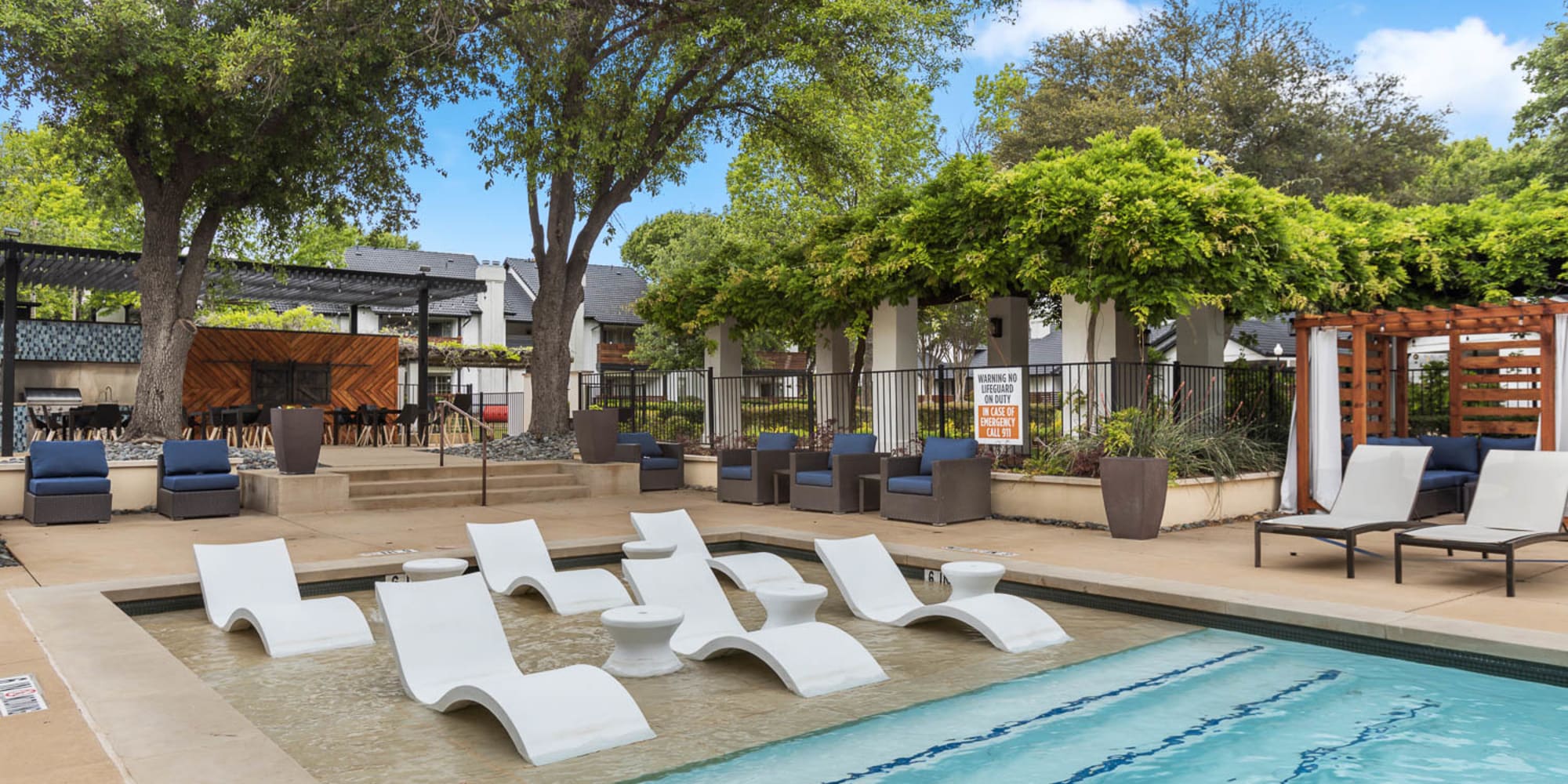 Resort style saltwater pool at Villas at Chase Oaks in Plano, Texas