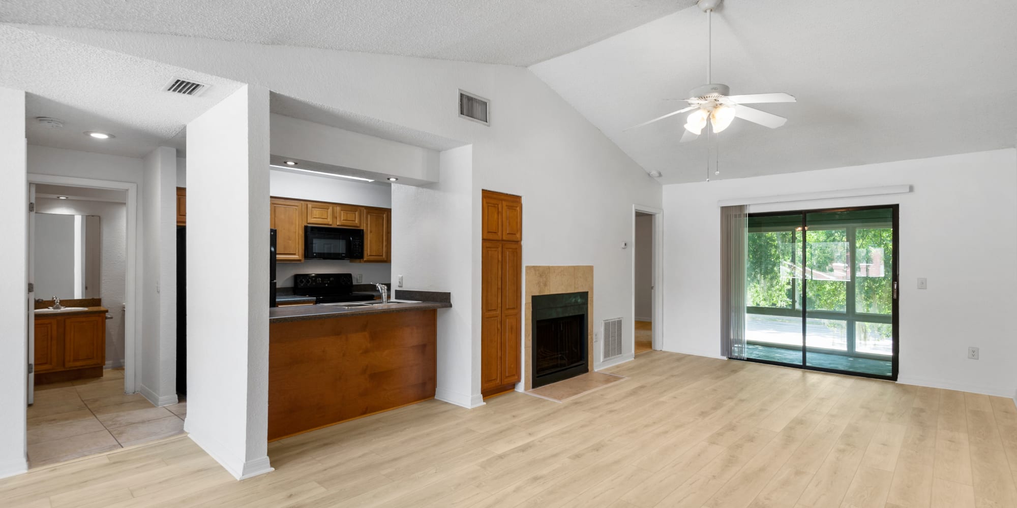 Apartment with wood-style flooring at Stone Creek at Wekiva in Altamonte Springs, Florida