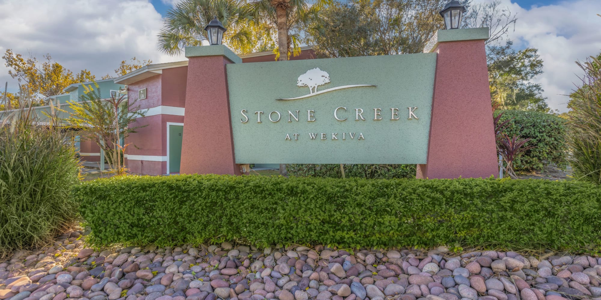 Sign at the entrance to Stone Creek at Wekiva in Altamonte Springs, Florida