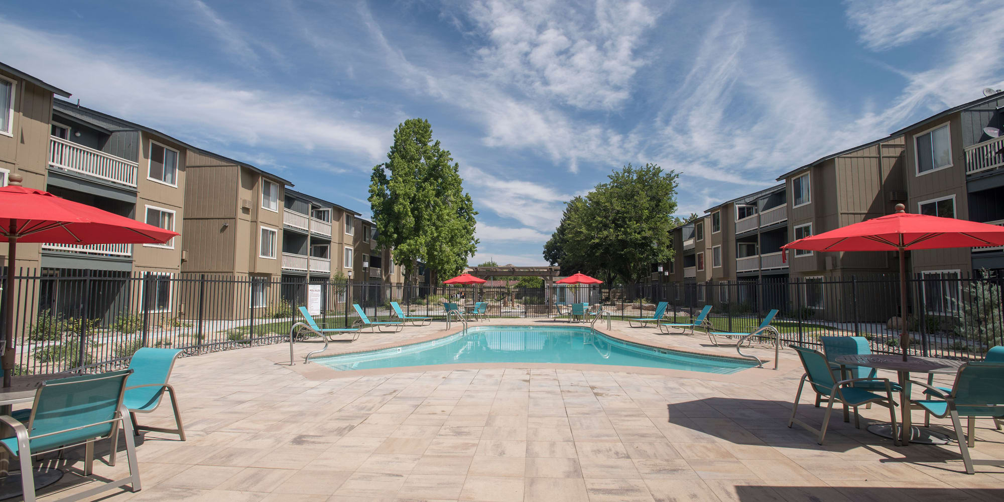 Swimming pool and sundeck at Keyway Apartments in Sparks, Nevada