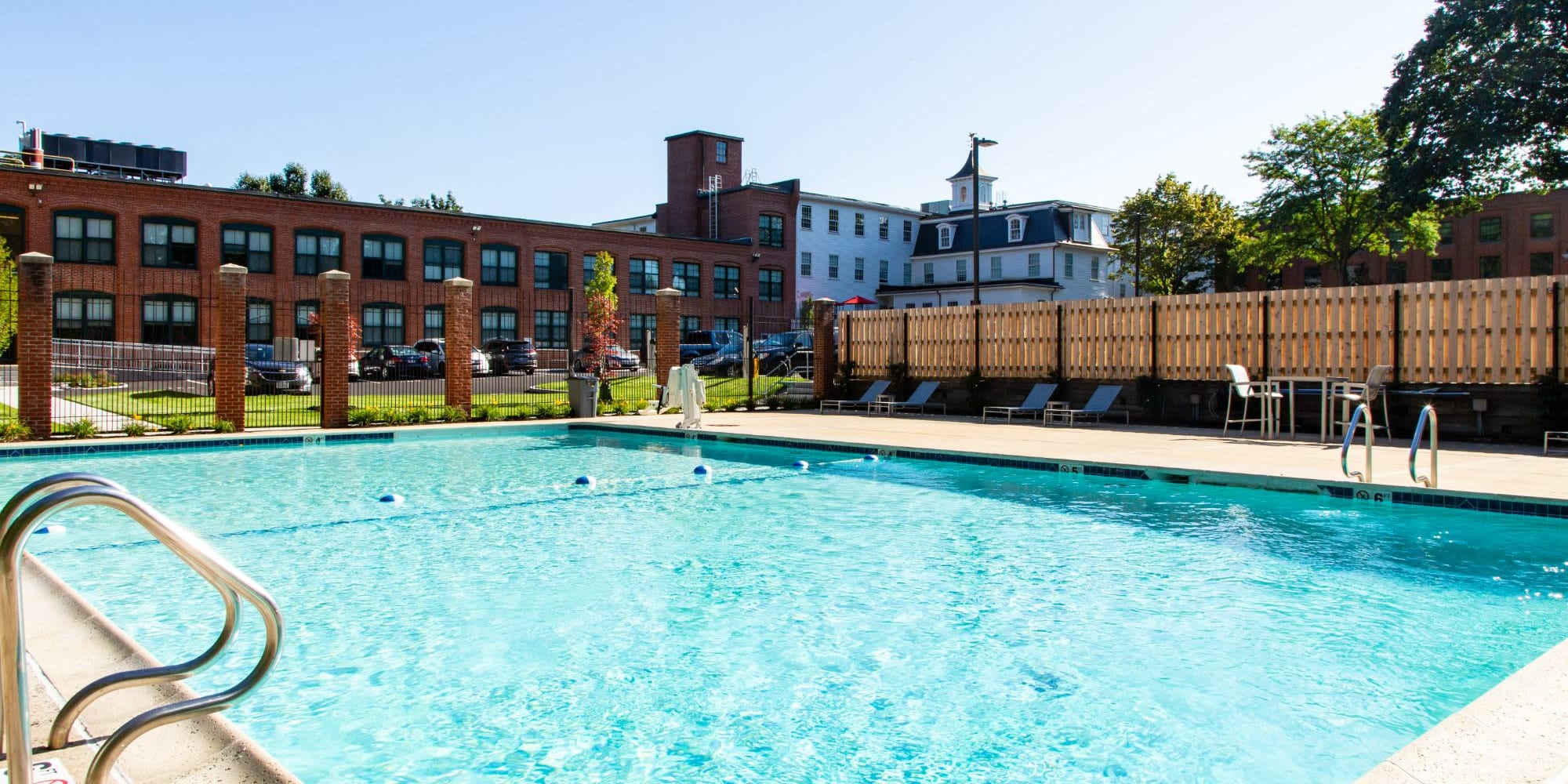 Beautiful pool at The Falls at 124 Water in Leominster, Massachusetts