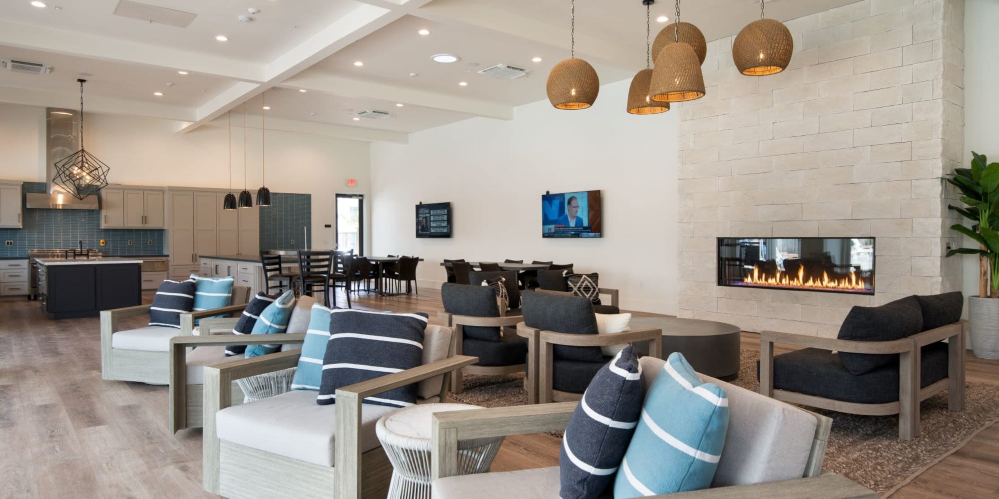 Lots of seating in the resident clubhouse at Towne Centre Apartments in Lathrop, California