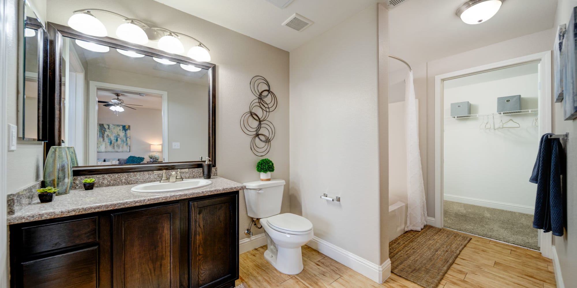 Bathroom with granite countertops at The Trails at Pioneer Meadows in Sparks, Nevada