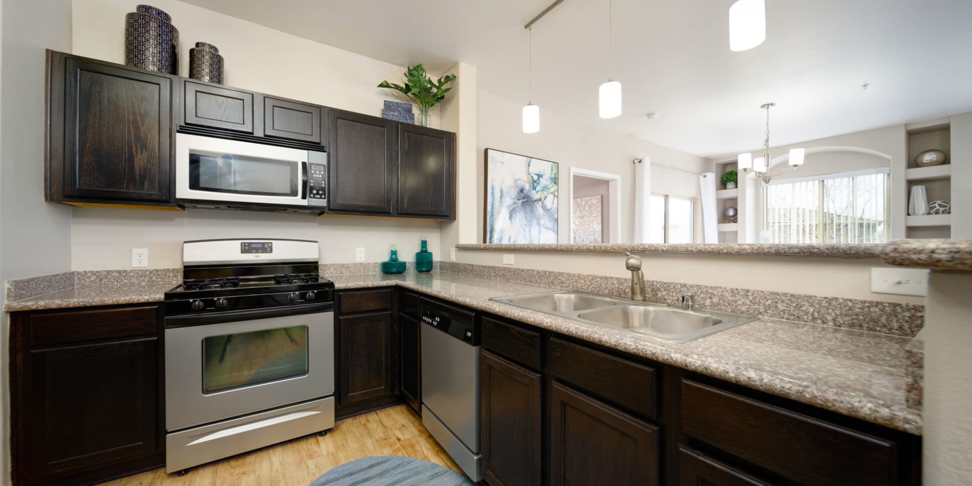 Kitchen with granite countertops at The Trails at Pioneer Meadows in Sparks, Nevada