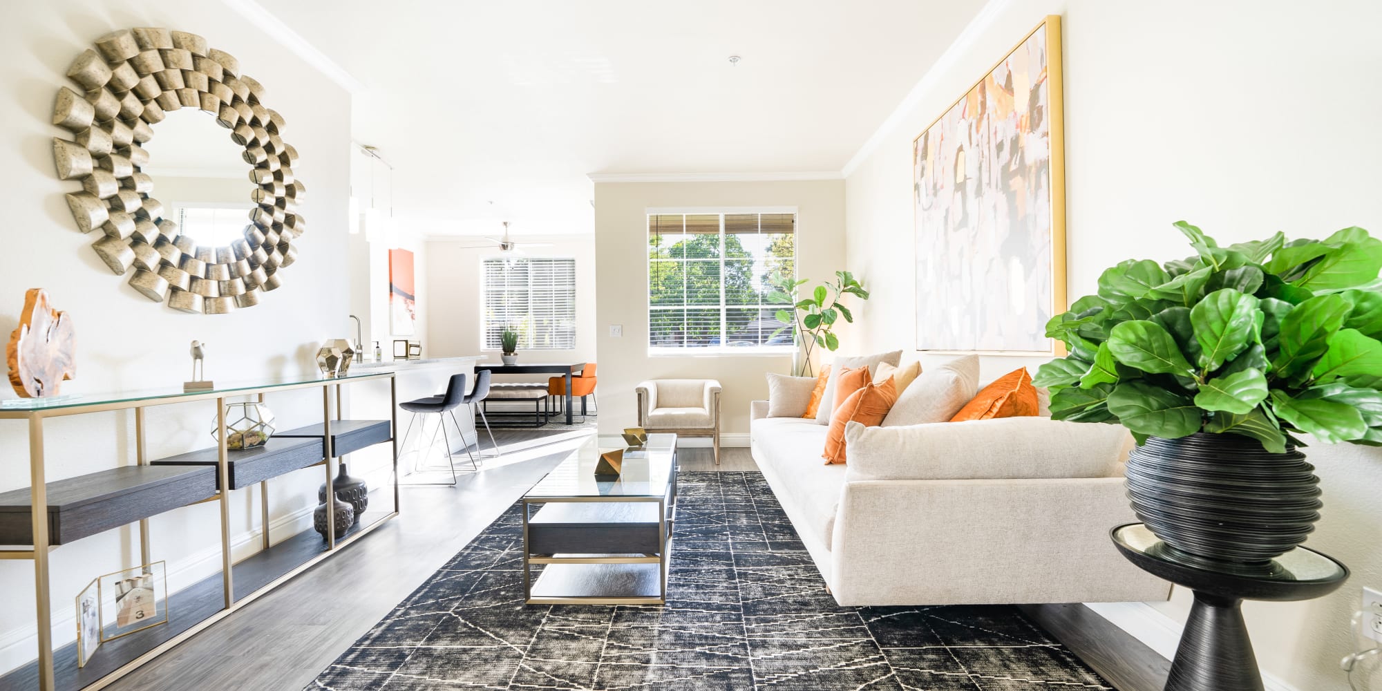 Beautiful living room at Villagio Luxury Apartments in Sacramento, California