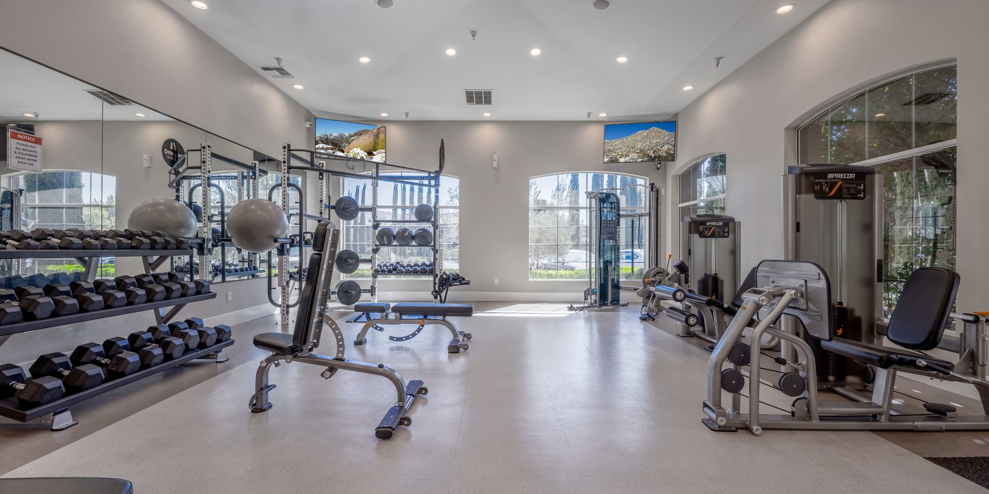Fitness center at Villagio Luxury Apartments in Sacramento, California