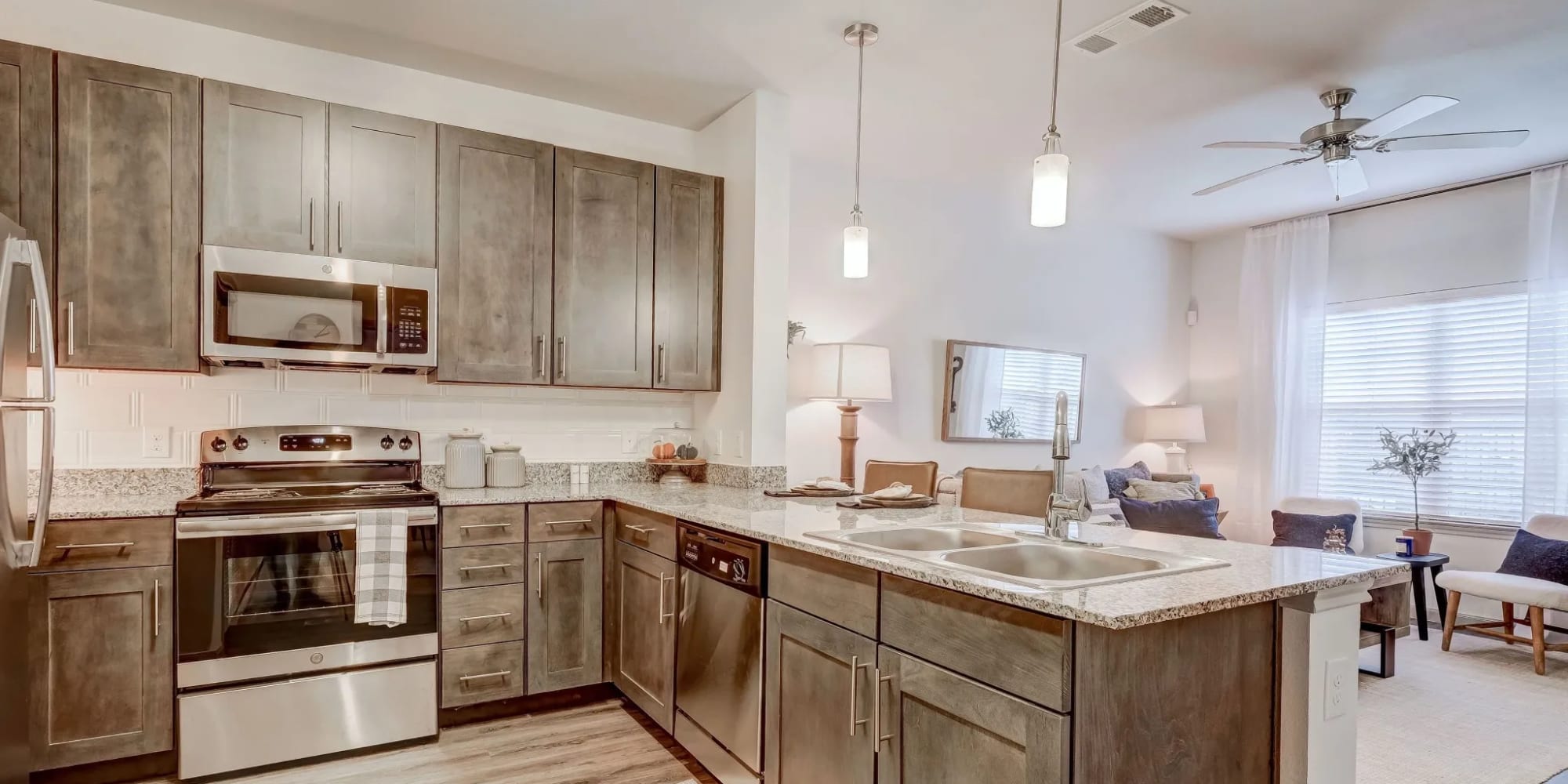 Modern model kitchen at The Emerson at Forney Marketplace in Forney, Texas