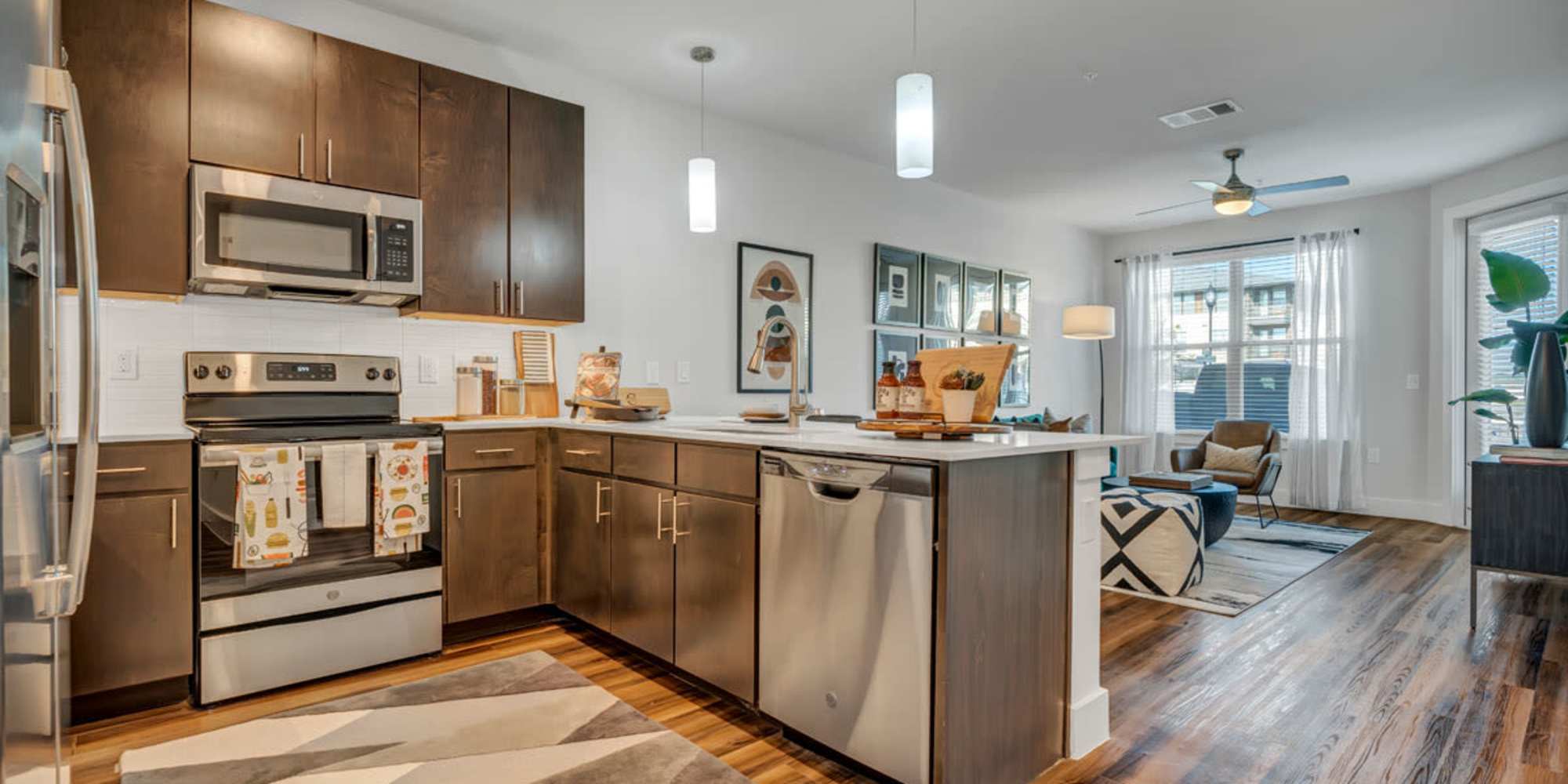 Modern model kitchen at Chisholm at Tavolo Park in Fort Worth, Texas