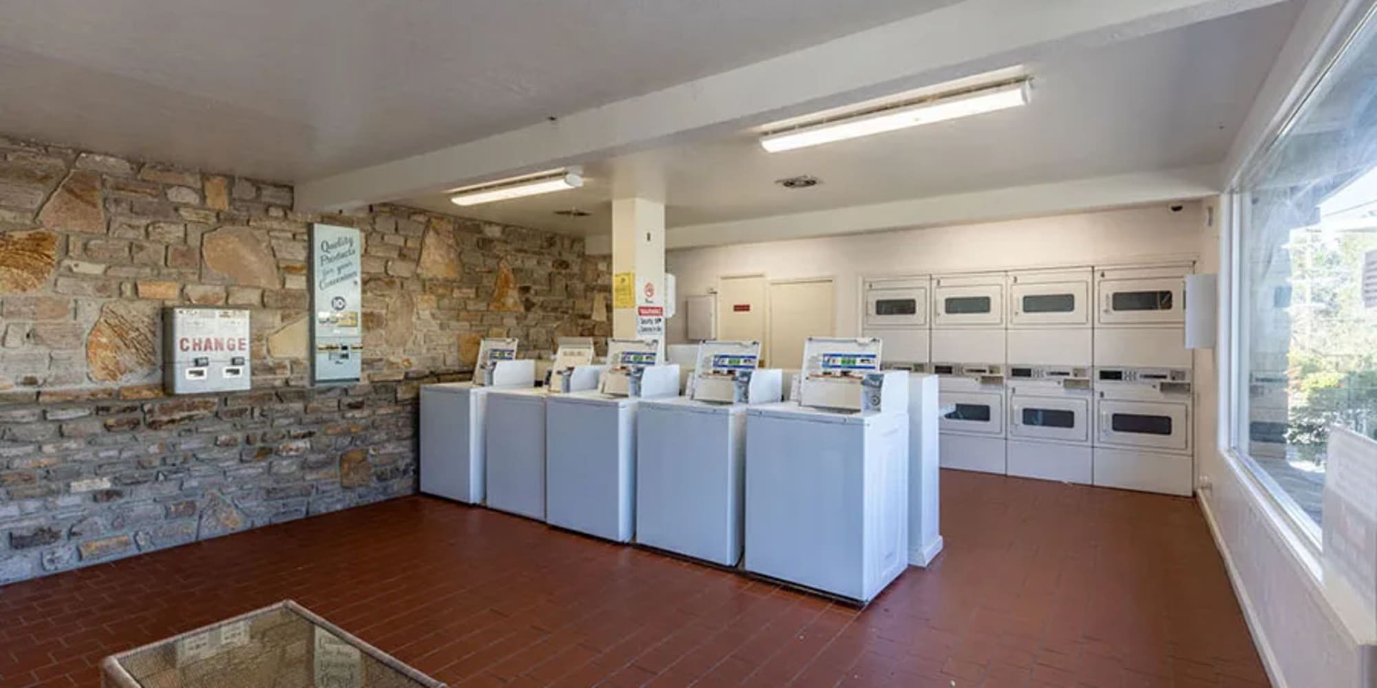 Washers and dryers in the on-site laundry room at Silverado Gardens in Napa, California