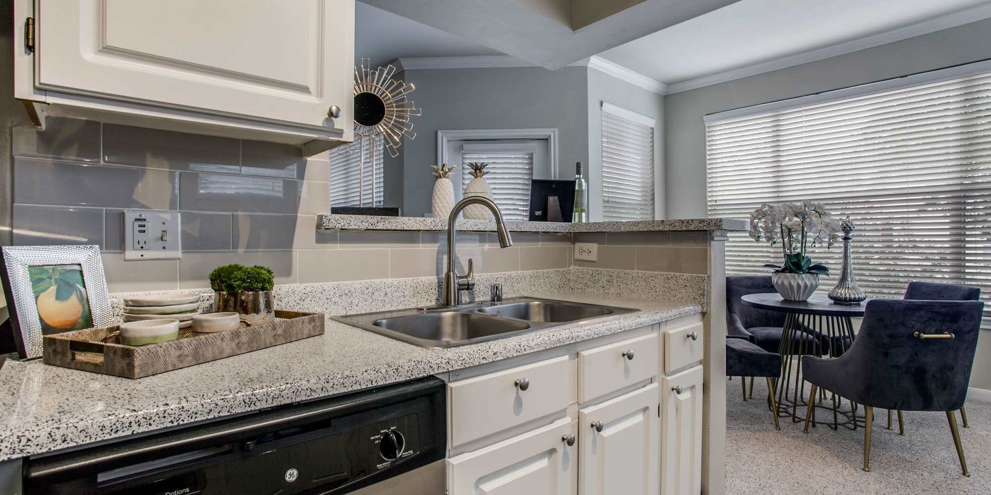 model kitchen at Arboretum Estates in Richardson, Texas