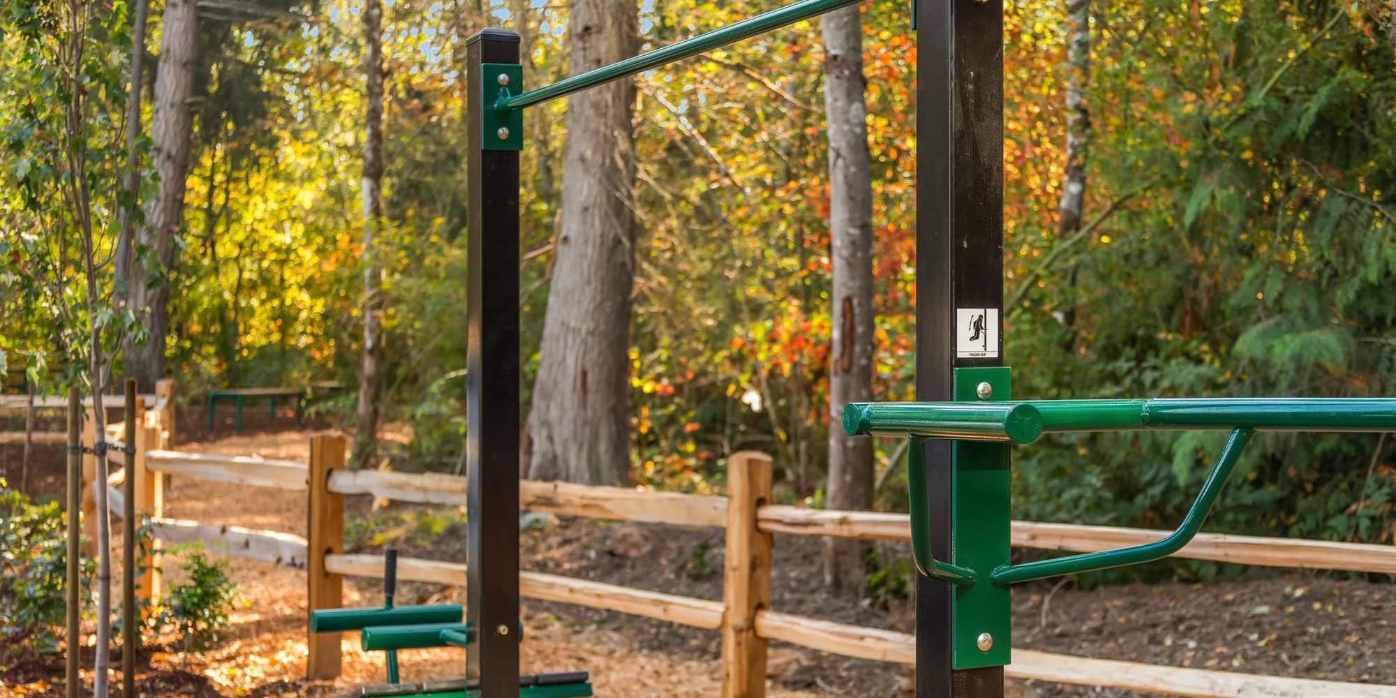 Outdoor workout equipment at Alder Walk in Puyallup, Washington