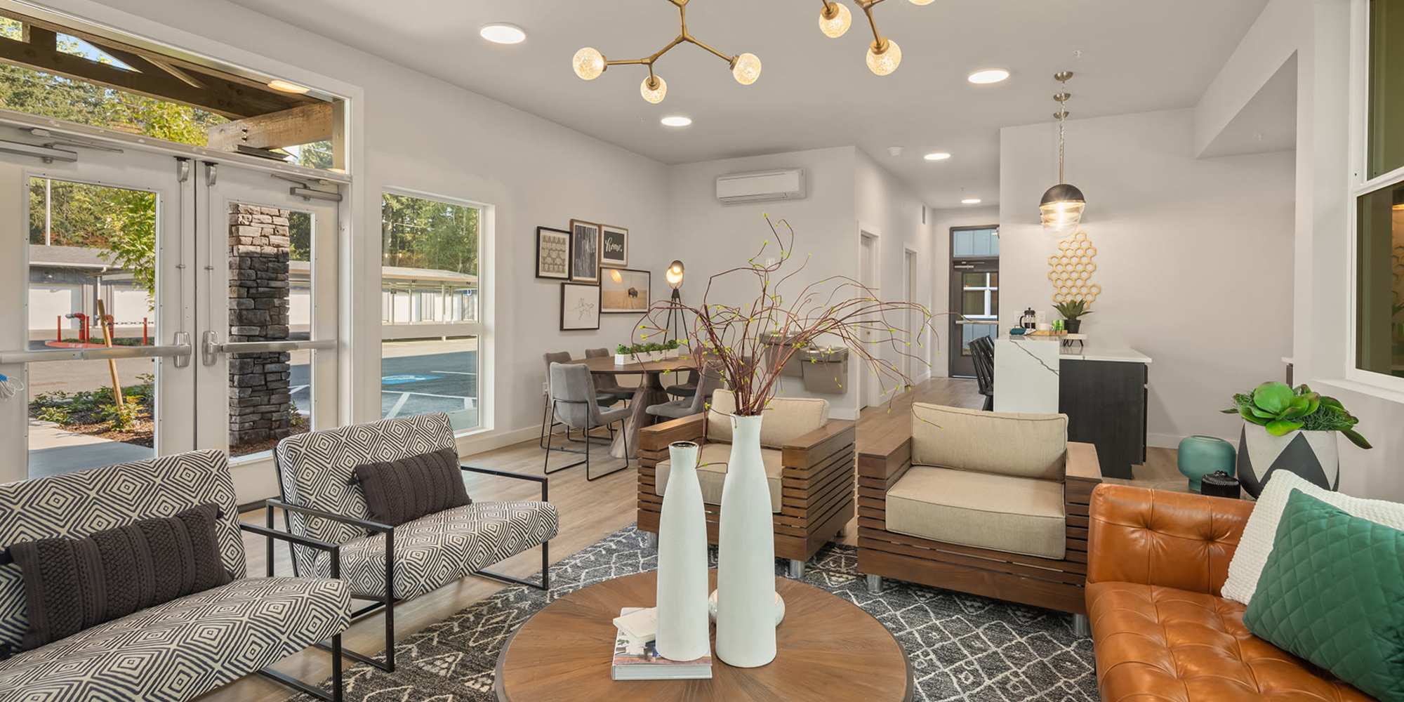Clubhouse seating at Alder Walk in Puyallup, Washington