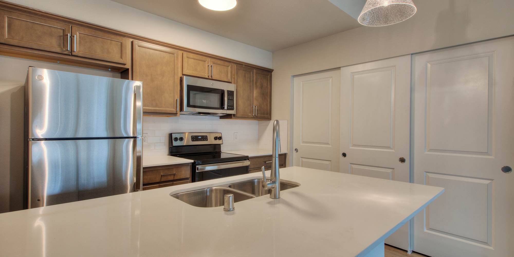 Large counter space in a kitchen at Alder Walk in Puyallup, Washington